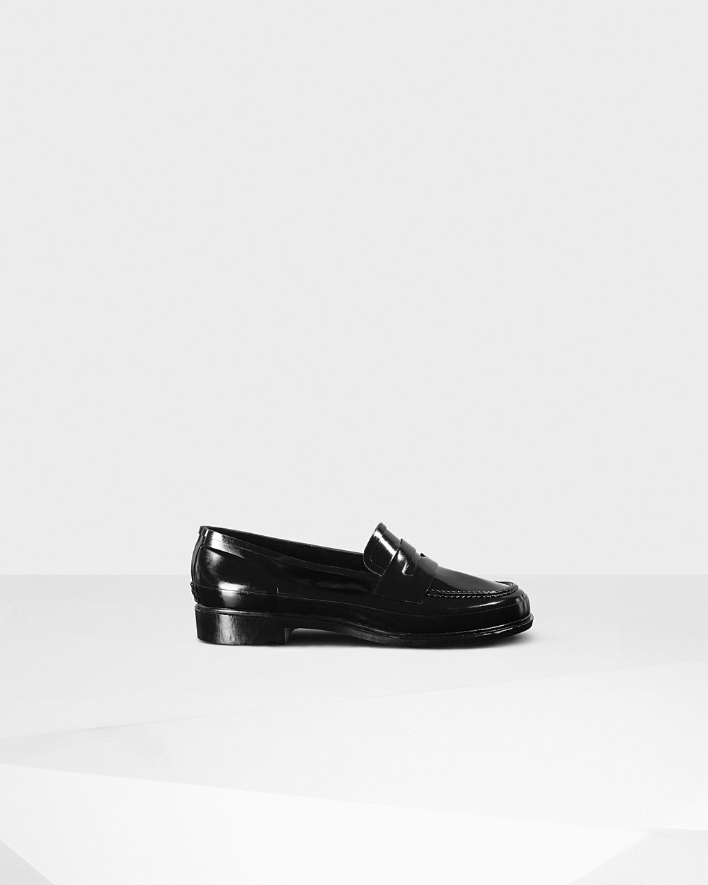 Womens Hunter Original Gloss Penny - Loafers Black - 8260-ZUKEP